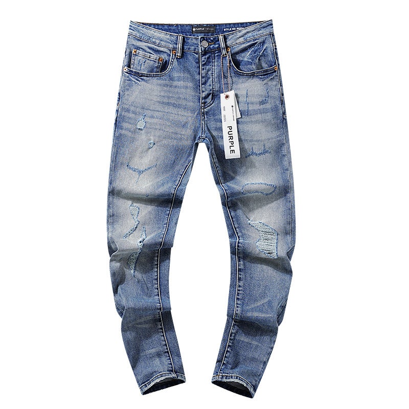 Purple Brand American High Street Men'S Fashion Brand Ripped Lacquered Slim Fit Men'S And Women'S Casual Jeans Fashion - Image 1